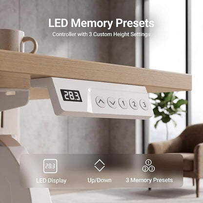 Claiks Electric Standing Desk, 40 x 24 Inch Height Adjustable Sit Stand Desk for Home Office, Computer Desk with Memory Presets, Cable Management & Headphone Hooks, 156 lbs Capacity, Nature