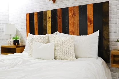 Barn Walls Cabin Mix Signature Design, Multicolored Solid Wood Headboard, Floating Panels, Wall Mount, Adjustable Height, Easy Assembly, Twin Size