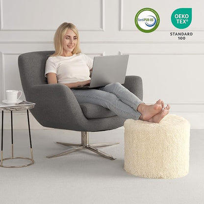 Hansleep Whole Foam Pouf Ottoman, Durable Sturdy Stool with Washable Cover Beige