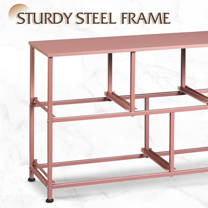 WLIVE Dresser for Bedroom with 5 Drawers, Wide Chest of Drawers, Fabric Dresser, Storage Organization Unit with Fabric Bins for Closet, Living Room, Hallway, Pink and Rose Gold