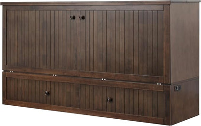 Mega Solutions Murphybedz Tuscany Murphy Cabinet Chest Bed with Charging Station 6 Inch (Tobacco, King)