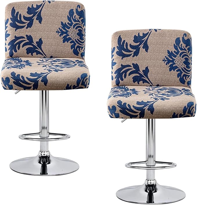 Levoberg Bar Stools Cover Set of 2 Printed Armless Swivel Barstools Slipcovers with Backs Stretch Square Counter Height Bar Stools Covers Mid Low Back Chair Cover for Kitchen Dining Room Bar #2