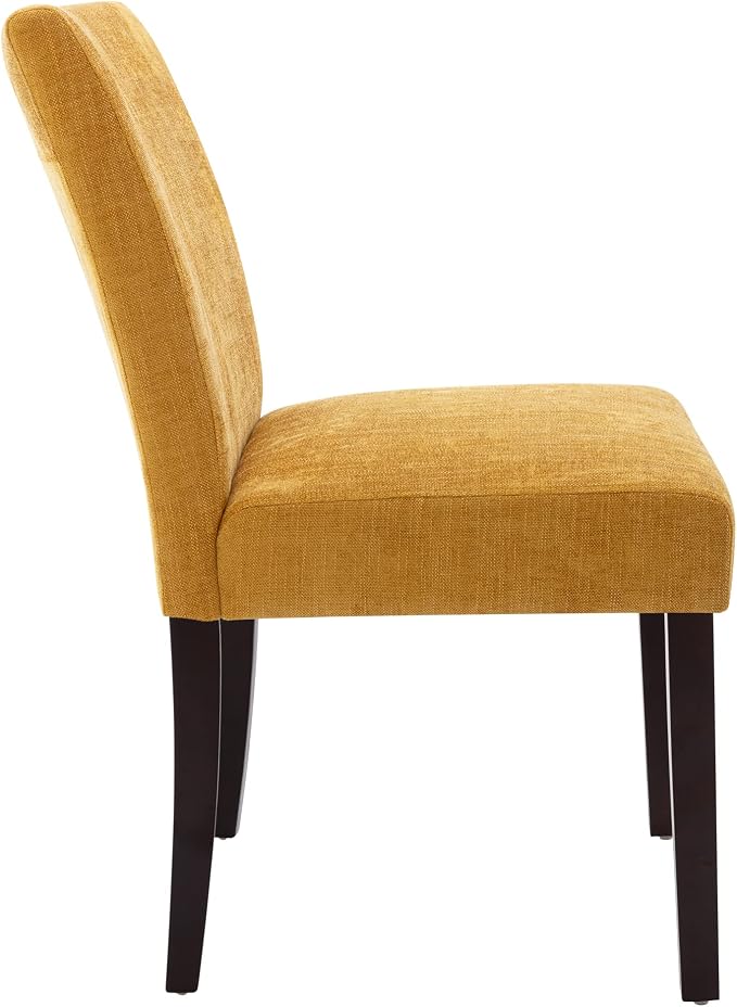Watson & Whitely Modern Upholstered Dining Chairs, Set of 4, Yellow | Fabric Upholstery, Solid Wood Legs, Low Back, Modern Armless Parsons Style, for Kitchen, Dining Room, Restaurant