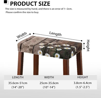 Bar Stools Covers Set of 2 Daisy Wood Print Vanity Chair Cover Stretch Bar Stool Chair Covers Stool Covers Rectangular 2 Pack Washable Saddle Bar Stool Slipcover Bench Seat Protector
