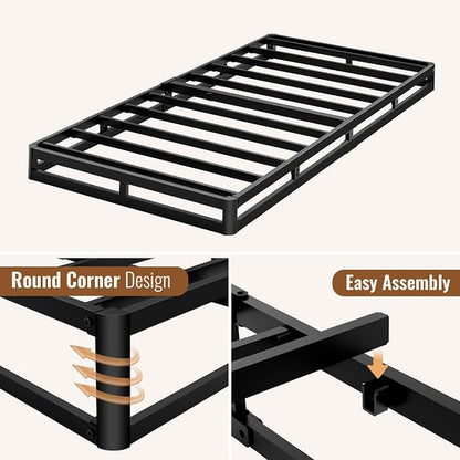 Twin Size 5 Inch Box Spring - Heavy Duty Metal Mattress Foundation (2500lbs Capacity), Noise-Free, Easy Assembly