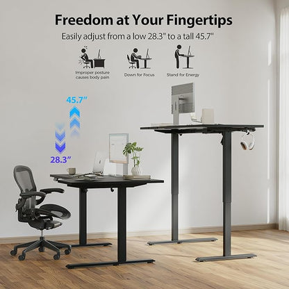 Agilestic Electric Standing Desk, Height Adjustable Desk, 63 x 35 Inch Sit Stand up for Work Office Home, L Shaped Ergonomic Rising Computer Table with Memory Preset, Black