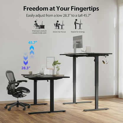 Agilestic Electric Standing Desk, Height Adjustable Desk, 55 x 32 Inch Sit Stand up for Work Office Home, L Shaped Ergonomic Rising Computer Table with Memory Preset, Black