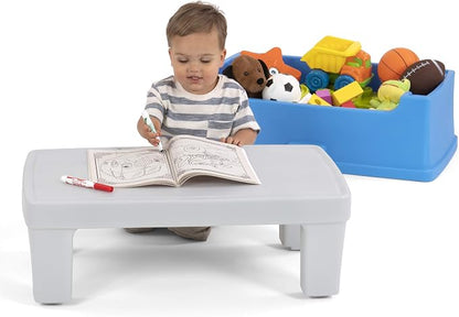 Simplay3 Play Around Toy Box Table, Multipurpose Kids Toy Box and Toddler Play Table for Toys, Art Supplies, Crafts, Durable, Plastic Large Toy Box, Made in USA