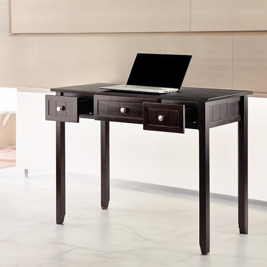 Casafoyer Writing Desk with Storage, Honey Pine Finish, 3 Drawers & Shelf, Home Office Desk, Computer Desk for Small Spaces (Coffee)