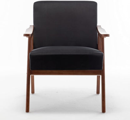 Container Furniture Direct Accent Chair with Microfiber Upholstery and Solid Wood Frame, Classic Mid-Century Modern Living Room Furniture for Extra Seating, Black