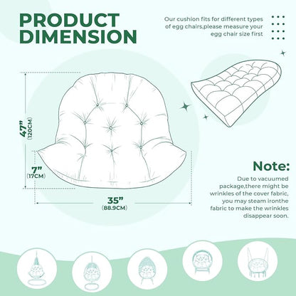 DANGHOOGY Egg Chair Cushion, Waterproof Outdoor Egg Replacement Cushions, Patio Chair Cushions for Outdoor Funiture, Thickened Hanging Chair Cushion, 35x47x7 Inches (Cyan)