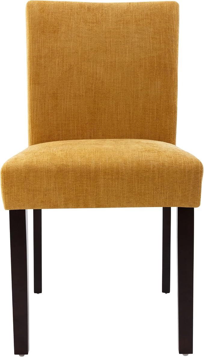 Watson & Whitely Modern Upholstered Dining Chairs, Set of 6, Yellow | Fabric Upholstery, Solid Wood Legs, Low Back, Modern Armless Parsons Style, for Kitchen, Dining Room, Restaurant