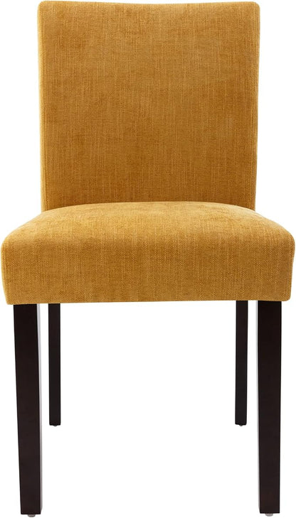 Watson & Whitely Modern Upholstered Dining Chairs, Set of 6, Yellow | Fabric Upholstery, Solid Wood Legs, Low Back, Modern Armless Parsons Style, for Kitchen, Dining Room, Restaurant