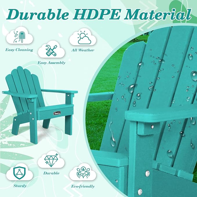 Kids Outdoor Chair, Kids Adirondack Chairs Set of 2, Toddler Outdoor Chair | CPC Certified, HDPE All Weather, Easy Assembly, Ergonomic Design, Fade Shield, Easy-Clean for Patio, Garden, Backyard, Beach