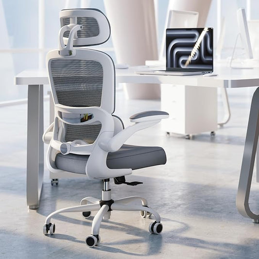 TRALT Office Chair Ergonomic Desk Chair, 330 LBS Home Mesh Office Desk Chairs with Wheels, Comfortable Gaming Chairs White Pack of 5