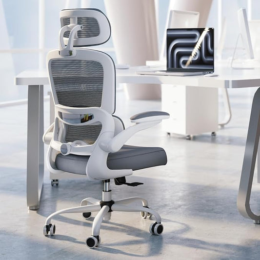 TRALT Office Chair Ergonomic Desk Chair, 330 LBS Home Mesh Office Desk Chairs with Wheels, Comfortable Gaming Chairs White Pack of 6