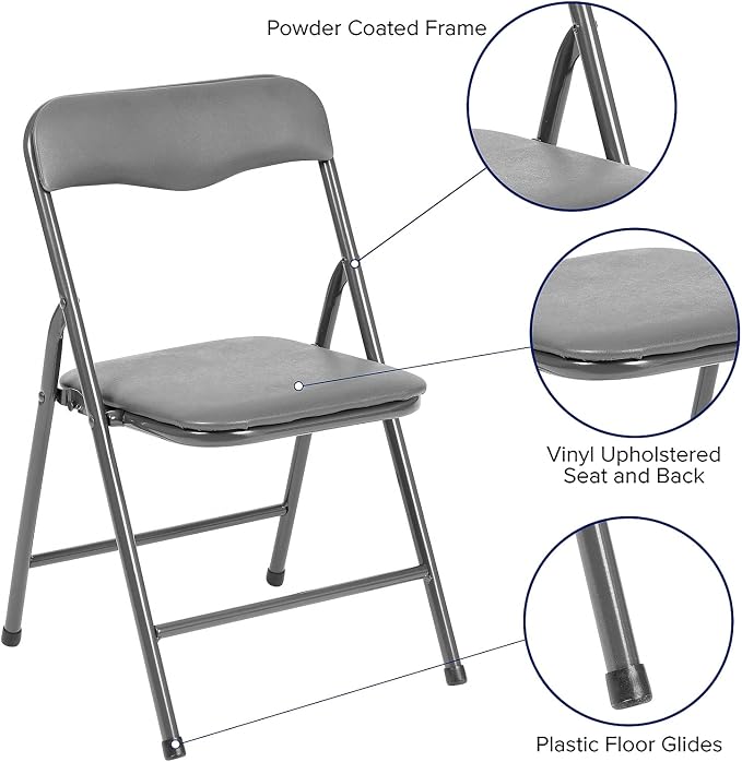 Flash Furniture Mindy Kids 5-Piece Folding Square Table and Chairs Set for Daycare and Classrooms, Children's Activity Table and Chairs Set, Gray