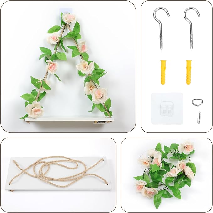 JOPSTDI Floating Shelves for Wall,Plant Wall Decor,Hanging Shelf,Cottage Core Decor,Room Decor Aesthetic,Trinket Shelf,Hanging Shelves,Floating Shelves for No Drilling,Two-Piece Set