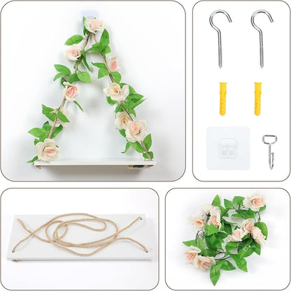 JOPSTDI Floating Shelves for Wall,Plant Wall Decor,Hanging Shelf,Cottage Core Decor,Room Decor Aesthetic,Trinket Shelf,Hanging Shelves,Floating Shelves for No Drilling,Two-Piece Set