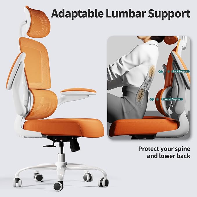 TRALT Office Chair Ergonomic Desk Chair, 330 LBS Home Mesh Office Desk Chairs with Wheels, Comfortable Gaming Chairs (1, Burnt Orange)