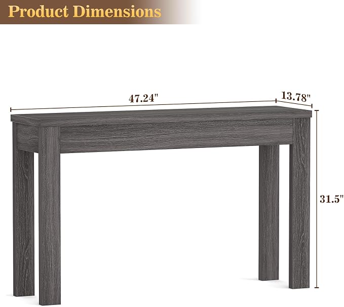 Armocity Console Table, 47" Farmhouse Wood Entryway Table, Sofa Tables Narrow Long Behind Couch, Entry Table for Entrance, Hallway, Living Room, Gray Walnut