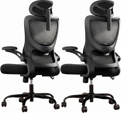Marsail Ergonomic Office Chair with 3D Armrests, Pack of 2 | Office Desk Chair with High Back Mesh, Adjustable Lumbar Support, Rolling Work Swivel Task Chairs with Wheel, Headrest, home