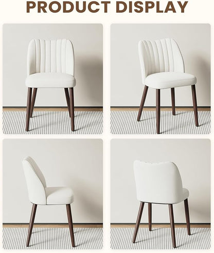 Upholstered Dining Chairs Set of 4, Modern Fabric Dining Chairs with Curved Backrest & Solid Rubber Wood Legs, Padded Kitchen Dining Room Chairs for Restaurant Cafe, Beige