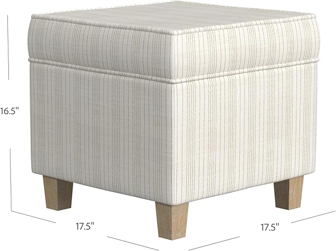 HomePop 18" Classic Square Storage Ottoman - Marigold Pinstripe Cream