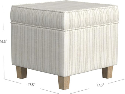 HomePop 18" Classic Square Storage Ottoman - Marigold Pinstripe Cream