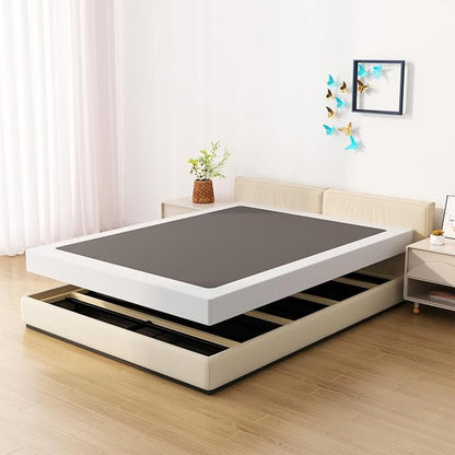 Upcanso Box Spring for Queen Bed Bed Base 4 inch, Low Profile Metal Queen Box Spring with Fabric Cover, 3000 Lbs Max Weight Capacity Mattress Foundation, Noise-Free, Easy Assembly