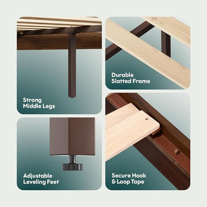 Bme Catherine King Platform Bed Frame, Modern Bed Frame Without Headboard, Wooden Low Profile Bed Frame, Acacia Platform Bed Frame King, No Box Spring Needed, Supports up to 800lbs - Dark Chocolate