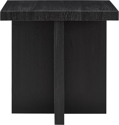 Roundhill Furniture Mchome Square End Table, Nightstand, Black Finish