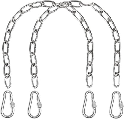 Hanging Chair Chain Heavy Duty Hammock Chain with Carabiners Swing Chain Extension for Hammock Chair, Swings, Punching Bags,2 Hanging Chair Chain 4 Carabiners