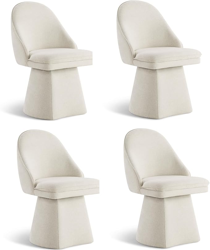 KISLOT Swivel Dining Chairs Modern Desk Chair Upholstered Linen Fabric Side Chair for Kitchen Dining Room Bedroom,Linen,4 Box