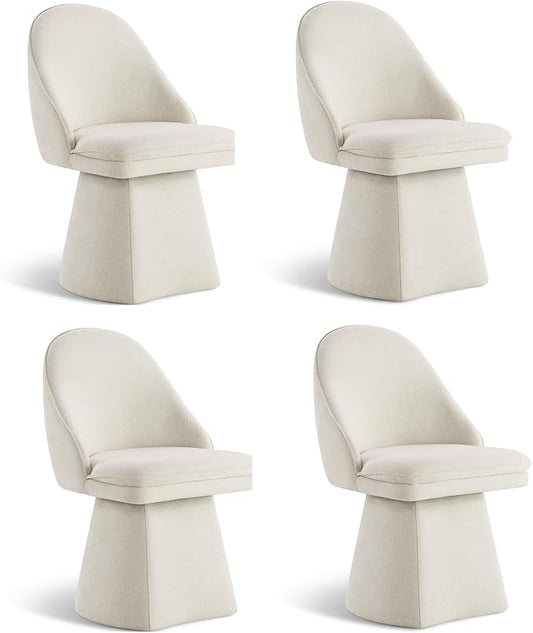 KISLOT Swivel Dining Chairs Modern Desk Chair Upholstered Linen Fabric Side Chair for Kitchen Dining Room Bedroom,Linen,4 Box