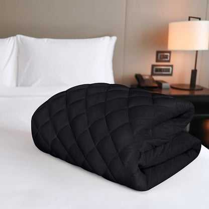 Quilted Fitted Mattress Pad, Twin Mattress Protector Topper with Deep Pocket Stretches up to 16 Inches, Machine Washable Mattress Cover by Utopia Bedding (Black)