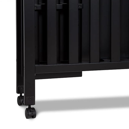 Davinci Dylan 3-in-1 Convertible Portable Mini Crib, Ebony | GREENGUARD Gold Certified - Folding Baby Crib With Wheels, 4 Adjustable Mattress Heights, Conversion Kit Sold Separately