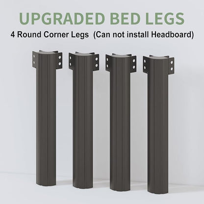 Lutown-Teen 25 Inch High King Bed Frame with Rounded Corner Legs, Sturdy Mattress Foundation, Heavy Duty Metal King Size Platform No Box Spring Needed, Noise Free, Easy Assembly, Black
