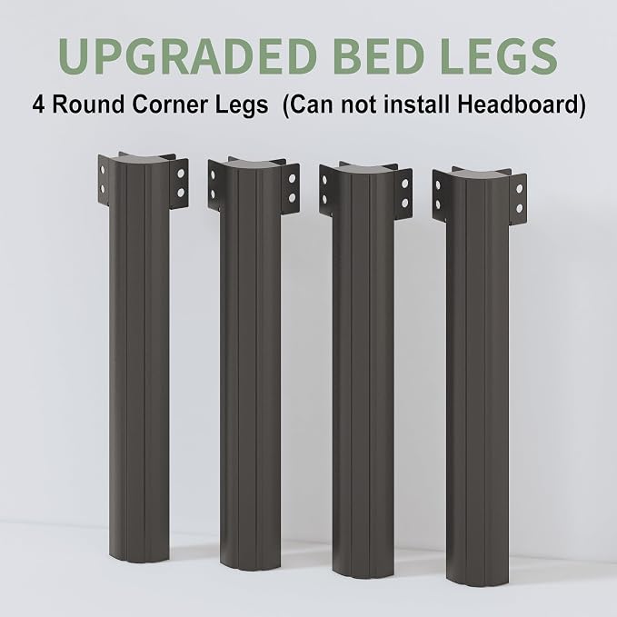 Lutown-Teen 7 Inch Low Twin Bed Frames with Rounded Corner Legs, 1000 LBS Heavy Duty Metal Slats Support Twin Platform Bed Frame No Box Spring Needed, Easy Assembly