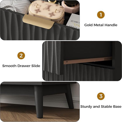 Dresser for Bedroom, 47" Wide 5 Drawer Dresser, Modern Wood Chest of Drawers for, Bedroom, Living Room, Entryway, Black