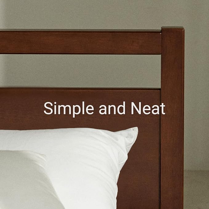 LIFEMENT Signature Wood Platform Bed Frame with Headboard, Essential, Noise Free, Under Bed Storage, No Box Spring Needed, Easy Assembly (Cherry, Twin)