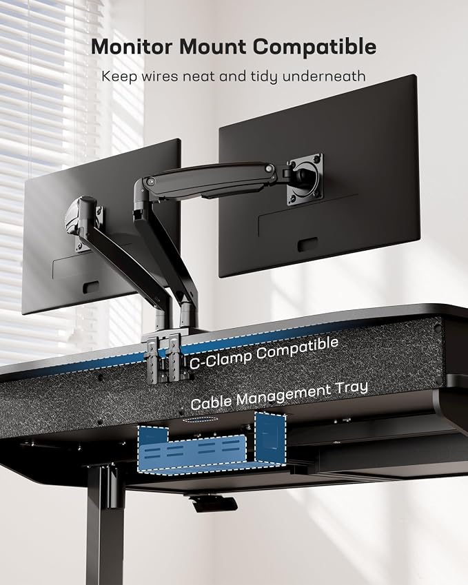 HUANUO 48 x 30 inch Electric Standing Desk with 2 Wood Drawers, Adjustable Height Sit Stand Desk for Home Office, Ergonomic Stand up Desk with 4 Memory Presets, 176 lbs Capacity, Black Top