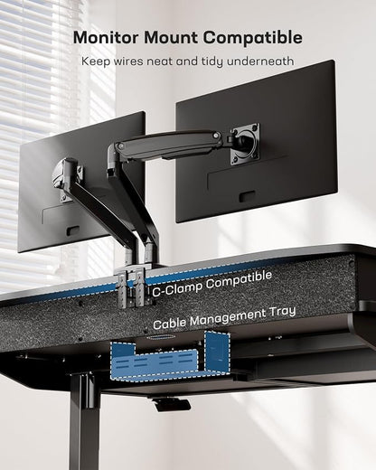 HUANUO 48 x 30 inch Electric Standing Desk with 2 Wood Drawers, Adjustable Height Sit Stand Desk for Home Office, Ergonomic Stand up Desk with 4 Memory Presets, 176 lbs Capacity, Black Top