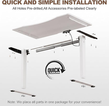 Solid Wood Electric Standing Desk 47.2"x23.6"Home Office Desk,Adjustable Workbench with 3 Stages Single Motor, Computer Workstation with T-Shaped Metal Bracket,Walnut Standing Desk for Gaming(1 Box)