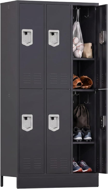 BUTISOW 6 Door Metal Storage Locker for Employees, Heavy Duty Steel School | Locker with Lift Up Handle & Recessed Hasp, Gym Office Lockers with Adjustable Shelves & Hooks, 72"H x 35.4"W x 15.75"D, Grey