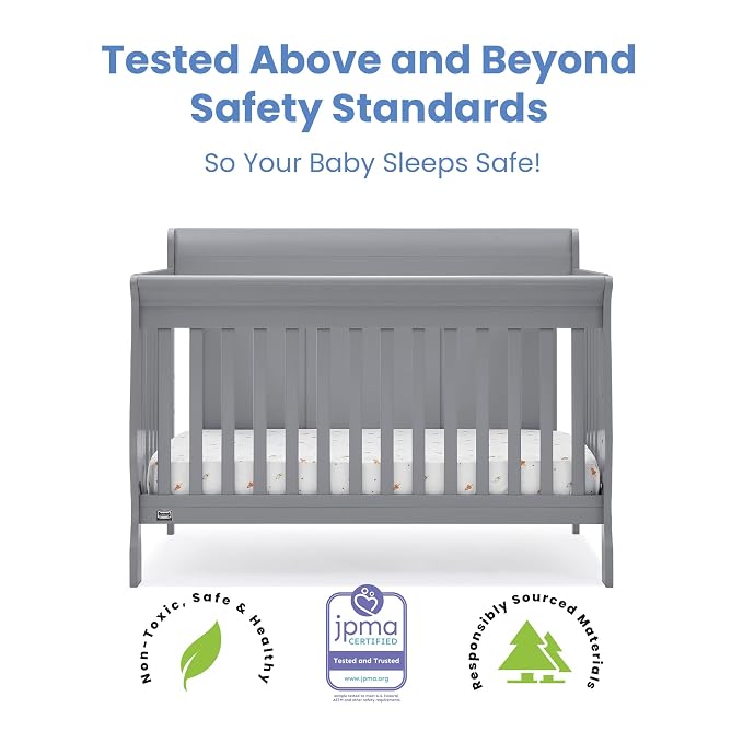 Simmons Kids Carter 6-in-1 Convertible Crib - Greenguard Gold Certified, Grey
