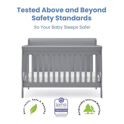 Simmons Kids Carter 6-in-1 Convertible Crib - Greenguard Gold Certified, Grey