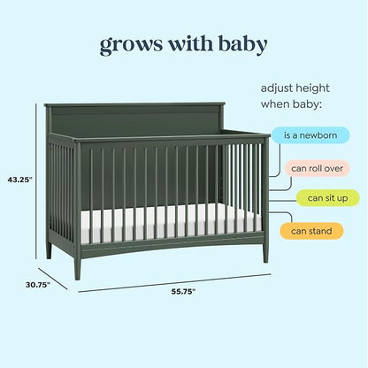 Davinci Frem 4-in-1 Convertible Crib in Forest Green, GREENGUARD Gold Certified