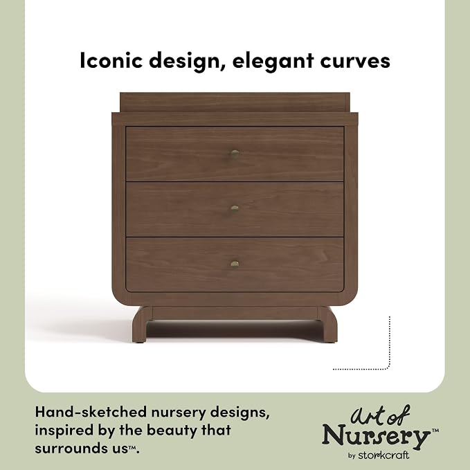 Storkcraft Santorini 3 Drawer Chest with Changing Topper (Hazelnut) – GREENGUARD Gold Certified, Award-Winning Premium Wood Dresser for Baby & Kids Bedroom with Interlocking Drawer System