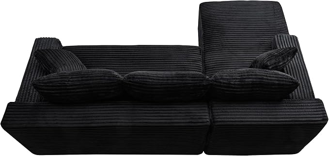 95" L-Shaped Cloud Sectional Couch, Left Facing Modular Compressed Boneless Sectional Sofa with Chaise Lounge, Plush Corduroy Boneless Corner Sofa for Living Room